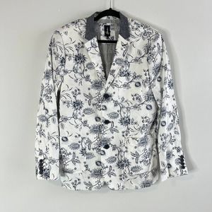 Howe white blue floral print blazer sports coat